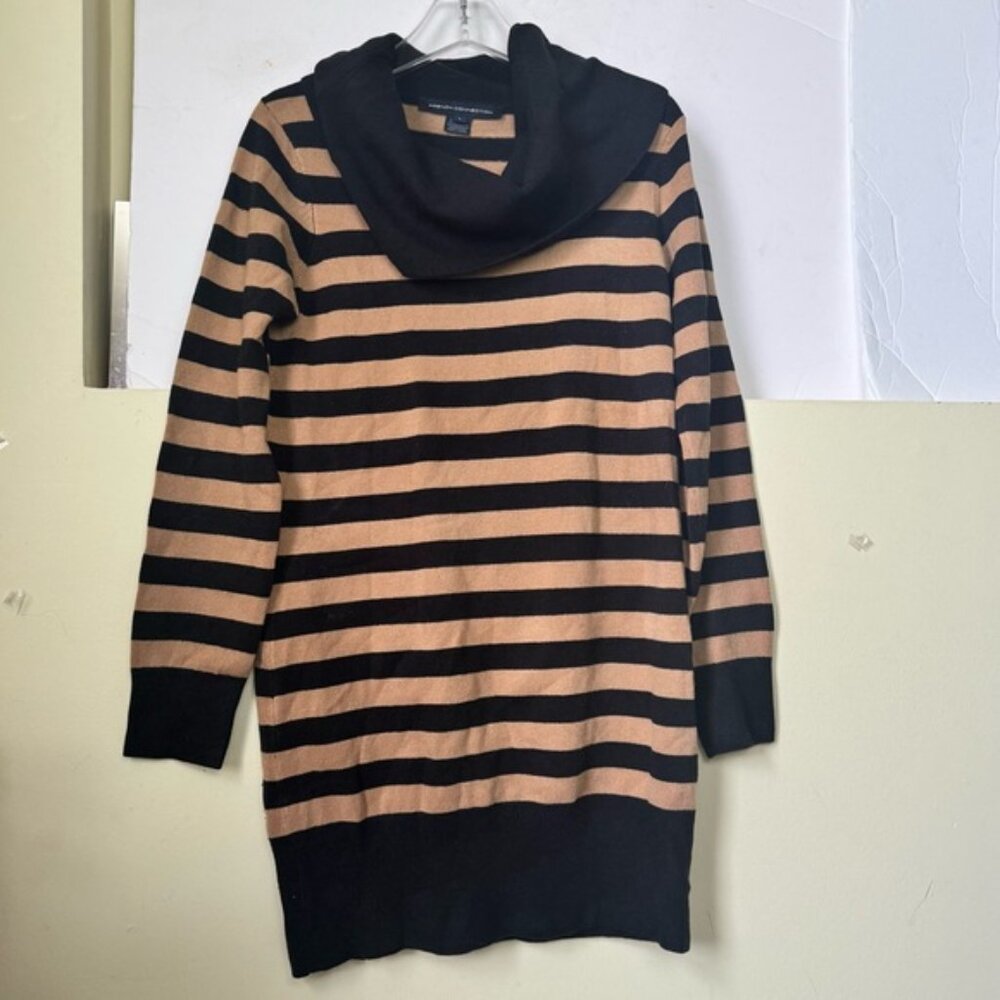 French Connection Vintage Striped Bambi Cowl Neck Tunic Sweater Dress Knit Top L - Picture 7 of 16